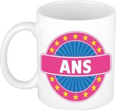 Bellatio Decorations - Ans voornaam - koffiemok - beker - wit/roze - 300 ml