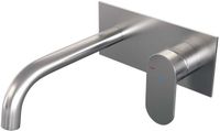 Brauer Brushed Edition Inbouw Wastafelmengkraan met Gebogen Uitloop en Afdekplaat Model C1 RVS Geborsteld PVD
