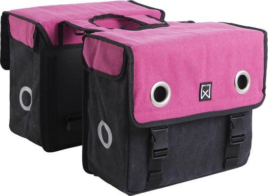 WILLEX Canvas Dubbele Tas Roze/Zwart