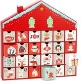 BRUBAKER Adventskalender om te Vullen - Kersthuis 2024 - DIY Kerstkalender met 24 Deurtjes voor Waardebonnen, Snoep en andere Verrassingen - 40,5 cm Hoog Gemaakt van Karton - Rood