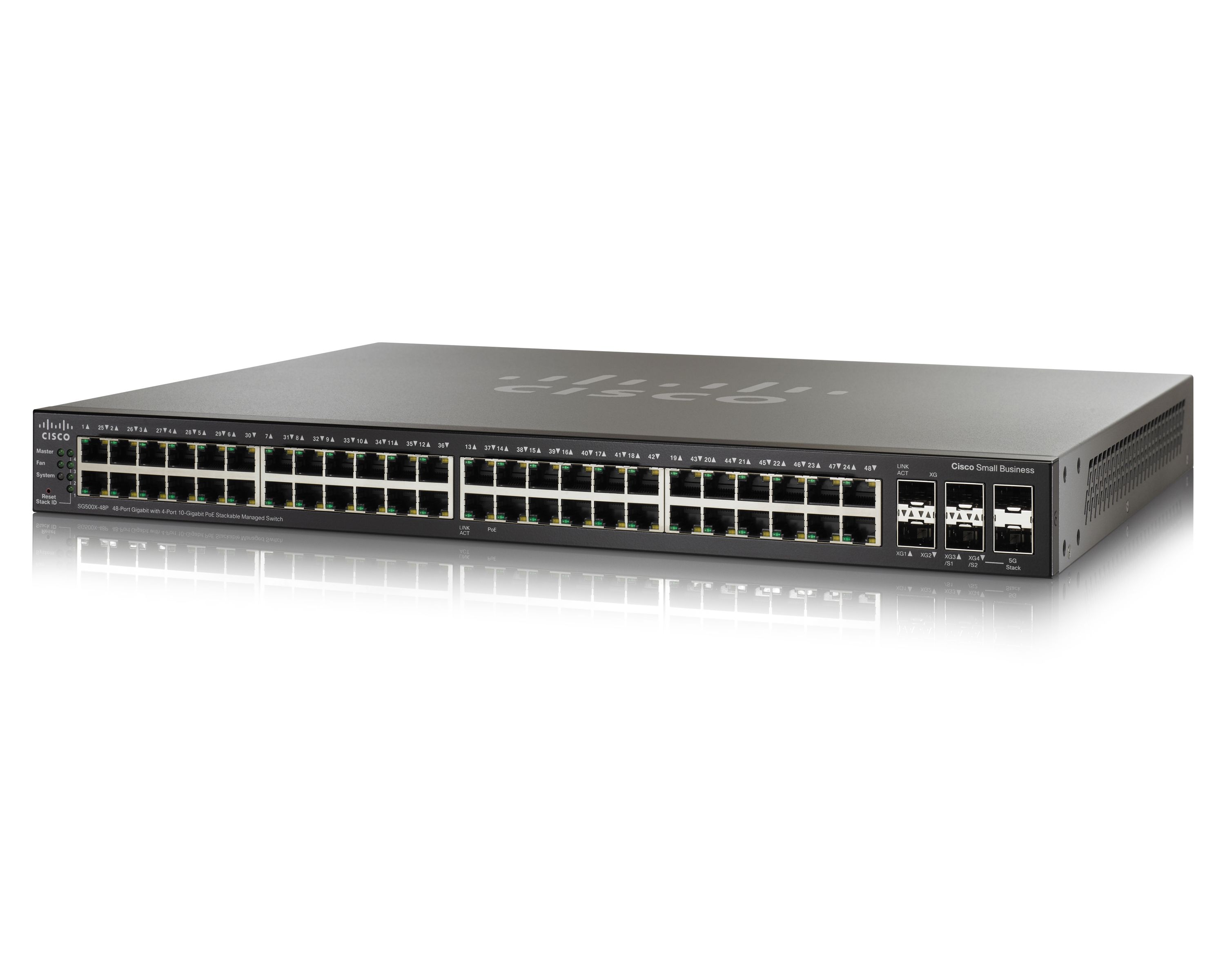Cisco SG500X-48P-K9-G5 - Switch - 48-poorts - Gigabit - PoE - Layer 3 - Managed - Zwart