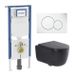 QeramiQ Dely Swirl Toiletset - 36.5x53cm - Geberit UP720 Duofix Sigma inbouwreservoir - 35mm zitting - bedieningsplaat Sigma wit - ronde knoppen - mat zwart