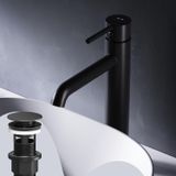 Robinet de lavabo haut avec jeu de vidage en noir