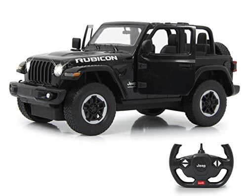 Jamara 405180 - Jeep Wrangler JL 1:14 2,4 GHz deur handmatig - officieel gelicentieerd, tot 1 uur rijtijd, ca. 11 km/u, perfect nagemaakte details, gedetailleerde binnenruimte, LED-licht