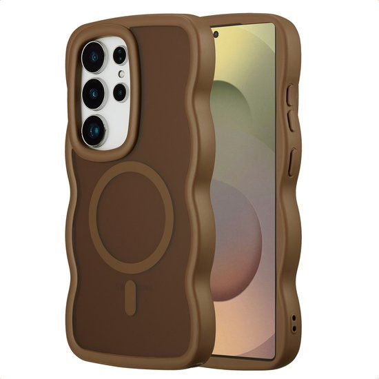 Selencia Wavy Case - Golvend Hoesje geschikt voor Samsung Galaxy S25 Ultra - Mocha Brown