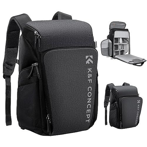 K&F Concept Camerarugzak met laptopvak van 16 inch, compatibel met Canon/Nikon/Sony/DJI Mavic Drone (Alpha rugzak 25 l), 2-grijs, 45 x 29 x 20 cm, rugzak
