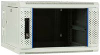 DSIT 6U witte wandkast (kantelbaar) met glazen deur 600x600x368mm (BxDxH)
