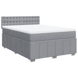 VidaXL Boxspring met matras stof lichtgrijs 200x200 cm