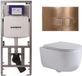 Geberit QeramiQ Dely Swirl Toiletset - 36.3x51.7cm - diepspoel - rimless - Geberit UP320 inbouwreservoir - met Burda frame - slim zitting - koperen bedieningsplaat - rechtehoekige knoppen - mat wit