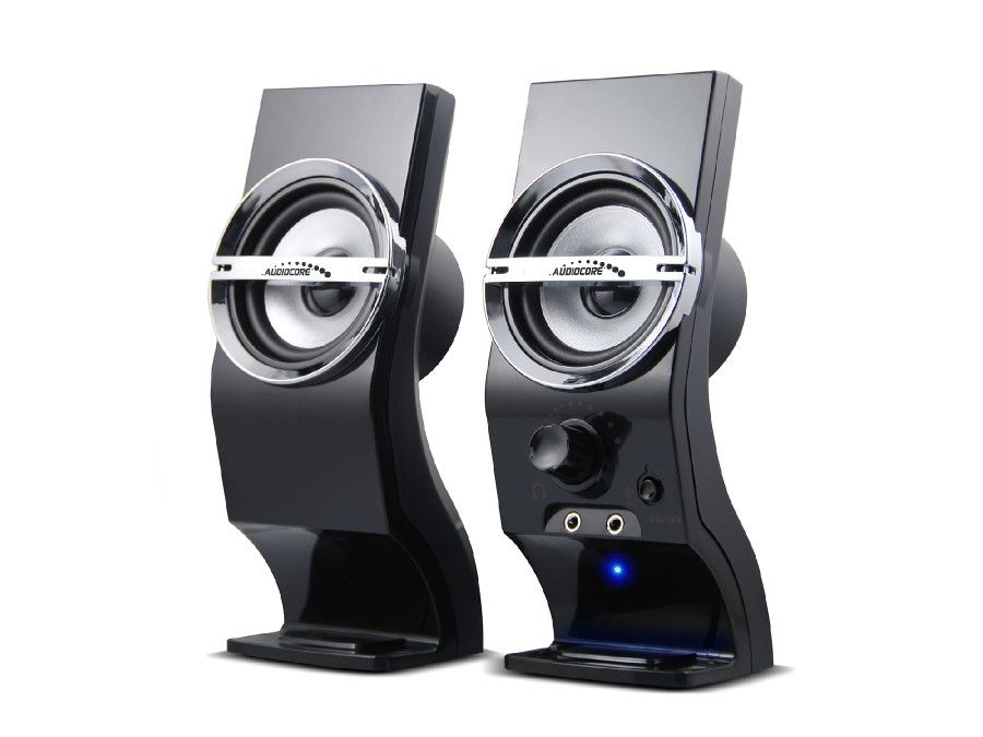 Audiocore AC805 PC Speakers - 2-Way - 3W - Wired - Black/Silver