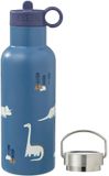 Fresk Thermosfles 500 ml - RVS Waterfles – Lekvrije Drinkfles voor Kinderen – Koude en Warme Dranken – BPA-vrij – Onbreekbaar – 2 Doppen – Thermosbeker – Drinkbeker Jongens - Blauw - Dino