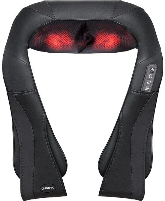Auronic Shiatsu Massagekussen - Elektrisch Nekmassage Apparaat - Infrarood Warmtefunctie - Zwart