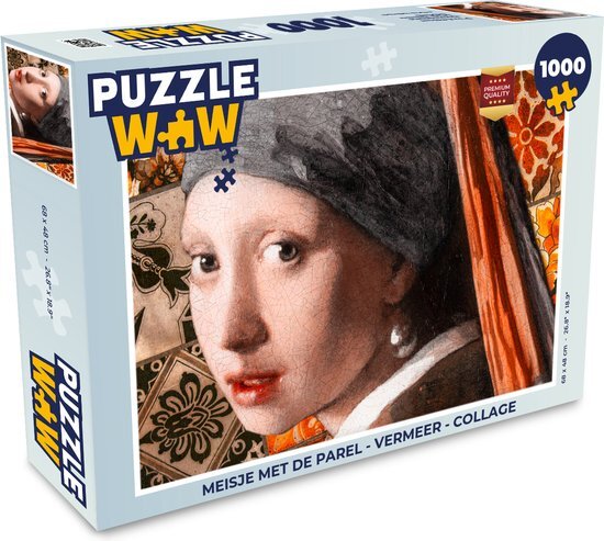 MuchoWow Puzzel Meisje met de parel - Vermeer - Collage - Legpuzzel - Puzzel 1000 stukjes volwassenen