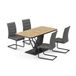 Vicco Eettafel set Fenaro Goudkleurig Eiken/Zwart 120 x 80 cm met 4 eetkamerstoelen, grijs