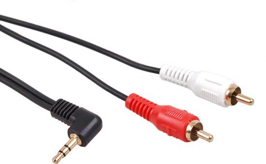 Maclean TV Systems AUDIO-kabel 1 JACK 3,5 mm 2RCA Male Hoogwaardige 3,5 mm-haakse mini-jackkabel MCTV-824