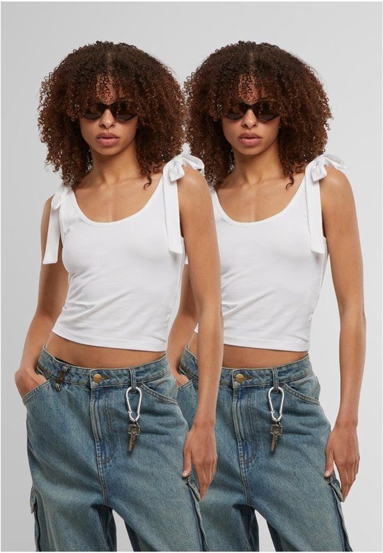 Urban Classics Tied Basic Jersey Top (Set van 2) Vrouwen Dames Top - wit - M
