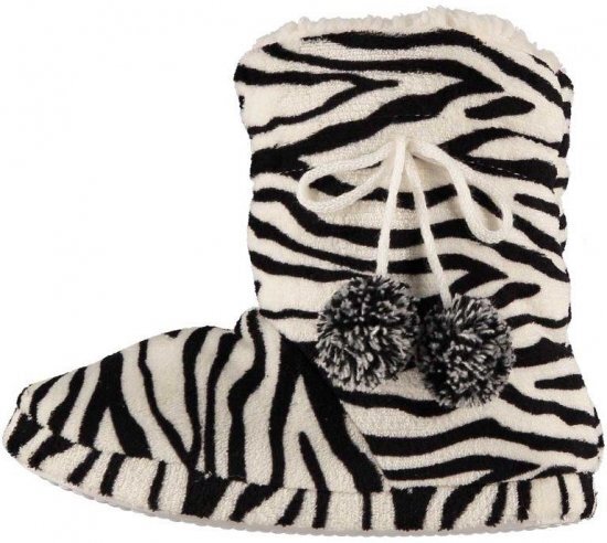 Bellatio Hoge dames sloffen met zebra print zwart/wit 37-38