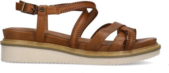 No Stress Dames Cognac Leren Sandalen met Bandjes - Maat 42