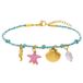 Lucardi - Dames Stainless steel bedelarmband blauw schelp voor dames - Armband - Staal - Goudkleurig - 20 cm