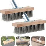 Premium set van 2 metalen borstels voor tuinonderhoud en onkruidbestrijding. Bestaat uit 2 delen