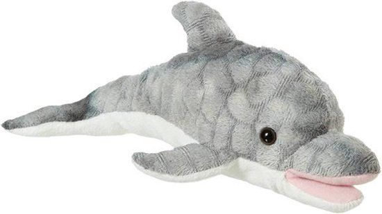 Nature planet Pluche dolfijn knuffel 30 cm - Grijs - Wasbaar