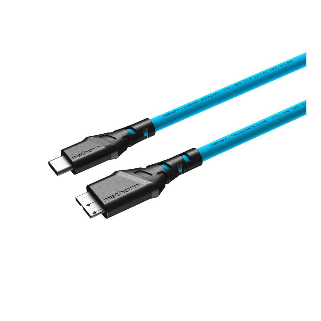 Boeken Mathorn Tethering kabel USB-C naar Micro USB-B Arctic Blauw 5m