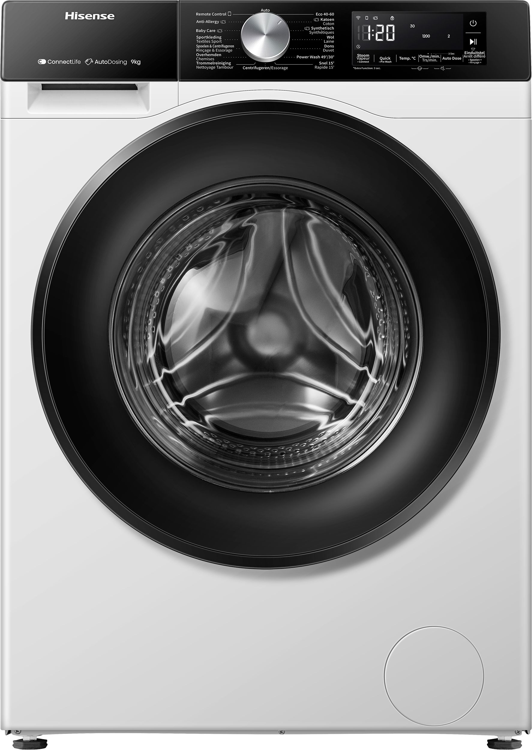 Hisense WF3S9045BW3/BLX - Wasmachine - 9kg - Autodose - Energielabel A