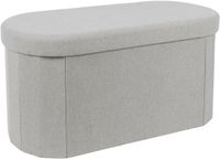 Home Deco Factory Poef/hocker opvouwbaar - ovaal - opbergbox - grijs - polyester/mdf - 76 x 38 cm