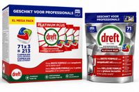 Dreft Professional Platinum Plus Vaatwascapsules Alles-in-één 3 x 71 Stuks - 213 Capsules - XL Mega Pack