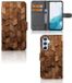 B2Ctelecom Étui style livre pour Samsung Galaxy A54 5G Wooden Cubes