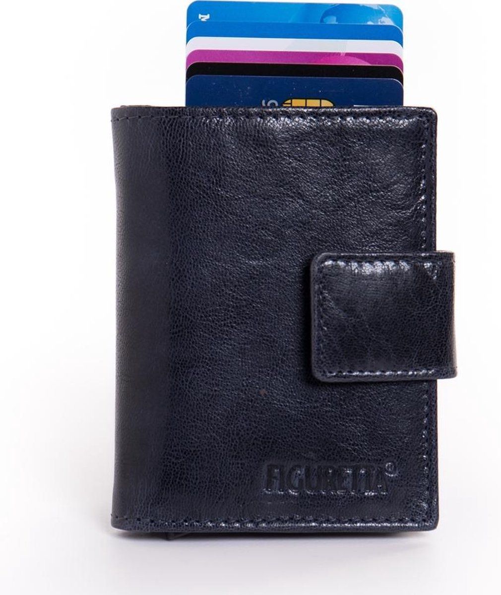 Figuretta Cardprotector met Muntvak RFID | Glanzend Leder | Blauw - 8718144652987