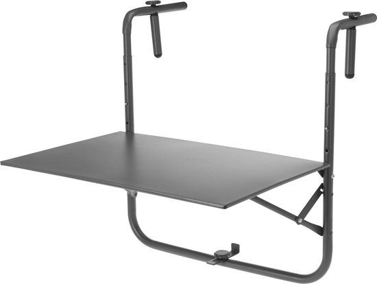 Gardalux Balkontafel - 43 x 60 cm - Mat Donker Grijs - Rechthoekig - Opklapbaar