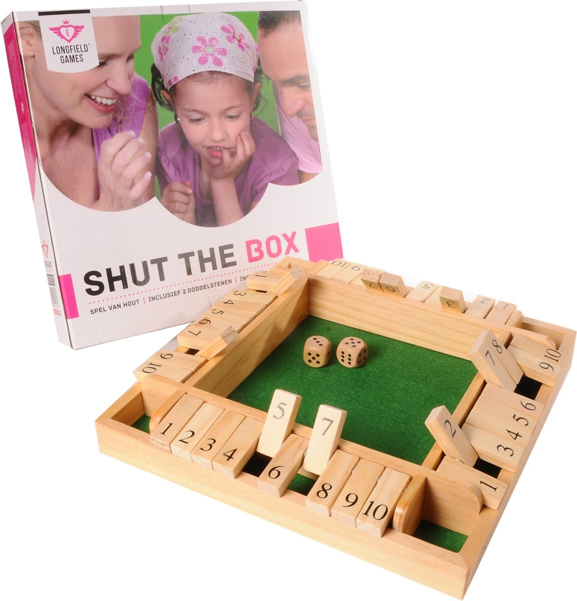 Longfield Shut the box 4 spelers 29 x 29 x 3.5cm