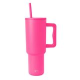 Simple Modern 40 oz beker met handvat en rietjesdeksel | Geïsoleerde herbruikbare roestvrijstalen waterfles reismok ijskoffie beker | Valentijnscadeaus hem haar | Trek Collectie | 40 oz | Raspberry