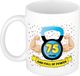 Bellatio Decorations Mok 75 jaar - Blauw - Keramiek - 300 ml