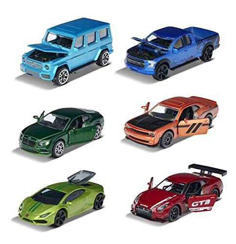 MAJORETTE 212054024Q01 Limited Edition 7 - Mat chroom metalen speelgoedauto's, met gratis wiel en openingsonderdelen, inclusief verzamelkaart, Modelli Assortiti, 1 eenheid