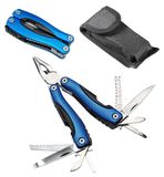 elasto Multitool met 8 functies, inclusief nylon etui - Robuuste gereedschapset met tang en zaag, in zwart/blauw