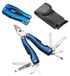 elasto Multitool met 8 functies, inclusief nylon etui - Robuuste gereedschapset met tang en zaag, in zwart/blauw