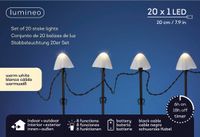 Lumineo LED piquet l380h20 cm noir/blanc chaud éclairage de Noël