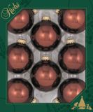 24x stuks boules de Noël en verre 7 cm marron brillant décoration de sapin de Noël