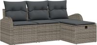 vidaXL Bankstel 4-zits Grijs Polyrattan