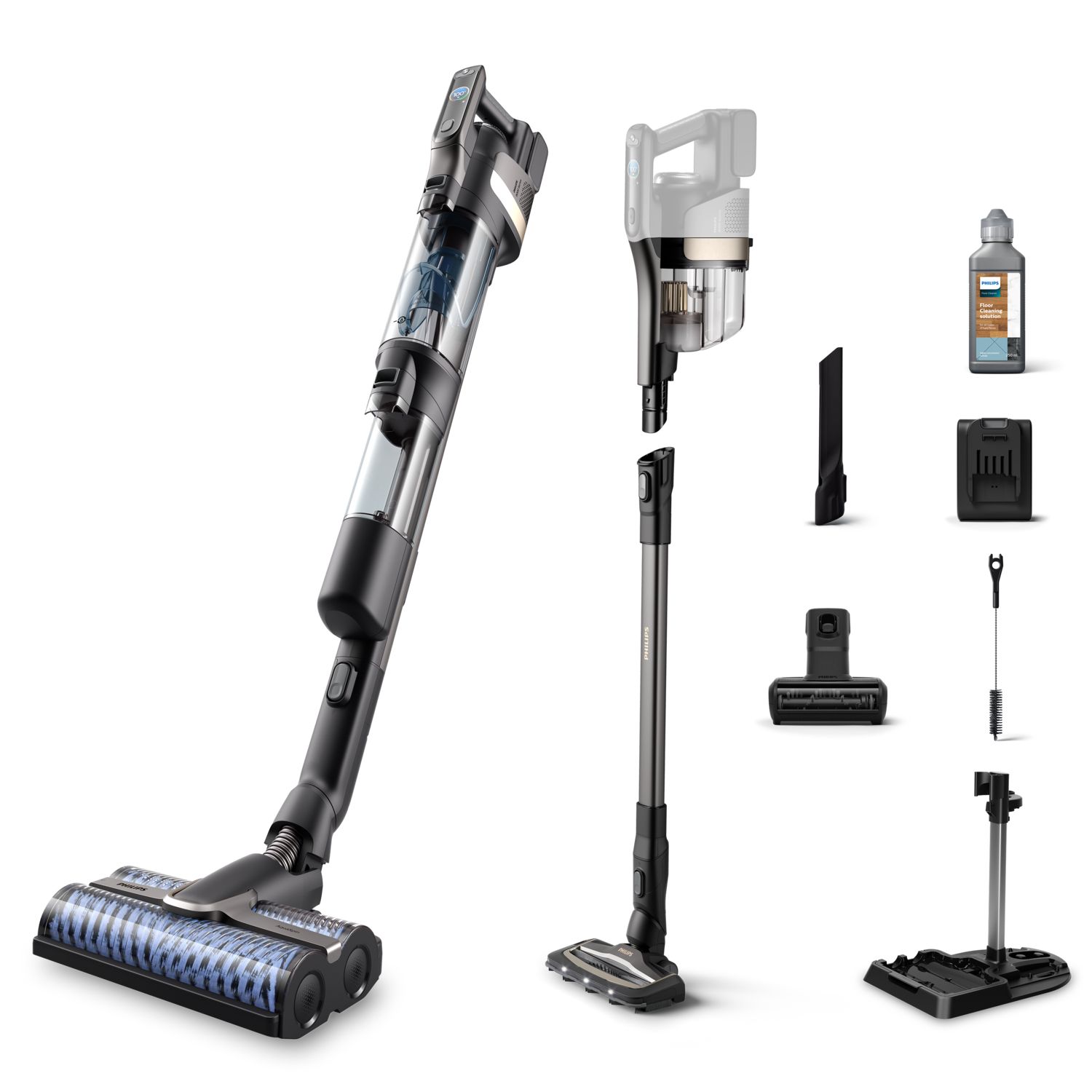 Philips AquaTrio Cordless XW9383/01 - Snoerloze Wet & Dry Steelstofzuiger - Zwart/Grijs