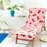 Catherine Lansfield Kersen Katoen 78x200cm Strand Ligstoel Handdoek Roze