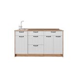 Vicco Keukenblok Fame-Line, Wit Landhuis/Goudkleurig Eiken, 150 cm