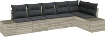 vidaXL Salon de jardin 6 places, gris clair, polyrotin