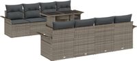 vidaXL Tuinbank - Set - 9 - st - Grijs - Polyrotan