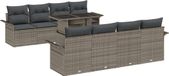vidaXL Banc de jardin - Set - 9 - pièces - Gris - Polyrotin