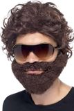 Vegaoo Bruin pruik met baard voor volwassenen - Verkleedpruik - One size