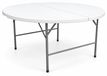 Bol Table ronde pliable Ø 183 cm – plateau blanc en PEHD, cadre en acier, capacité de charge 200 kg, pour 10–12 personnes