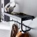 Haku Wandrek met 3 haken en plank | Zwart | Metaal | 42 x 16 x 19 cm